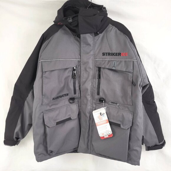 Striker ICE Men's Hardwater Gray/Black Jacket in Small With Sureflote Flotation - Picture 4 of 15